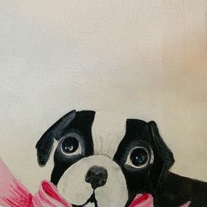 Painting of pug dog on canvas